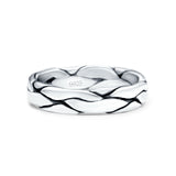Snake Skin Ring Oxidized Band Solid 925 Sterling Silver Thumb Ring (5mm)