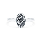 Flowers Ring Oxidized Band Solid 925 Sterling Silver Thumb Ring (9.5mm)