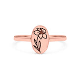 Flower Ring Oxidized Band Solid 925 Sterling Silver Thumb Ring (9.5mm)