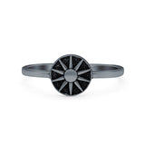 Sun Ring Oxidized Band Solid 925 Sterling Silver Thumb Ring (8mm)
