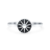 Sun Ring Oxidized Band Solid 925 Sterling Silver Thumb Ring (8mm)