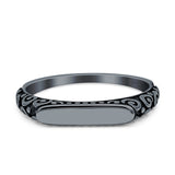Signet Oxidized Trendy Band Solid 925 Sterling Silver Thumb Ring (3mm)