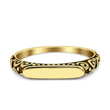 Signet Oxidized Trendy Band Solid 925 Sterling Silver Thumb Ring (3mm)