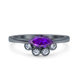 Marquise Art Deco Bridal Wedding Engagement Ring Simulated Cubic Zirconia 925 Sterling Silver