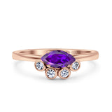 Marquise Art Deco Bridal Wedding Engagement Ring Simulated Cubic Zirconia 925 Sterling Silver