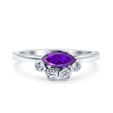 Marquise Art Deco Bridal Wedding Engagement Ring Simulated Cubic Zirconia 925 Sterling Silver
