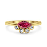 Marquise Art Deco Bridal Wedding Engagement Ring Simulated Cubic Zirconia 925 Sterling Silver