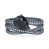 Weave Teardrop Pear Twist Infinity Shank Art Deco Wedding Bridal Piece Ring Simulated Cubic Zirconia 925 Sterling Silver