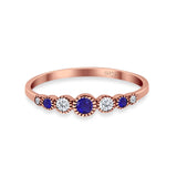 Half Eternity Band Round Simulated Blue Sapphire Cubic Zirconia 925 Sterling Silver (4mm)