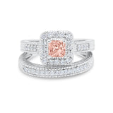 Two Piece Vintage Style Wedding Ring 925 Sterling Silver Simulated Cubic Zirconia