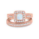 Two Piece Vintage Style Wedding Ring 925 Sterling Silver Simulated Cubic Zirconia
