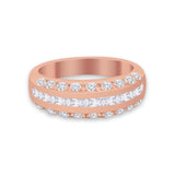 Half Eternity Wedding Band Simulated Cubic Zirconia 925 Sterling Silver