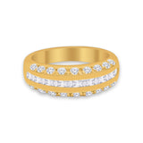 Half Eternity Wedding Band Simulated Cubic Zirconia 925 Sterling Silver