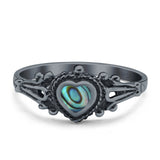 Solitaire Heart Promise Ring Solid Oxidized 925 Sterling Silver