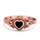 Solitaire Heart Promise Ring Solid Oxidized 925 Sterling Silver