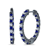 Huggie Hoop Earrings Round Simulated CZ 925 Sterling Silver (14mm)