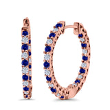 Huggie Hoop Earrings Round Simulated CZ 925 Sterling Silver (14mm)