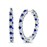 Huggie Hoop Earrings Round Simulated CZ 925 Sterling Silver (14mm)