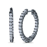 Huggie Hoop Earrings Round Simulated CZ 925 Sterling Silver (14mm)