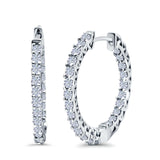Huggie Hoop Earrings Round Simulated CZ 925 Sterling Silver (14mm)