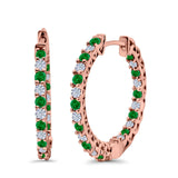Huggie Hoop Earrings Round Simulated CZ 925 Sterling Silver (14mm)