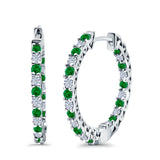 Huggie Hoop Earrings Round Simulated CZ 925 Sterling Silver (14mm)