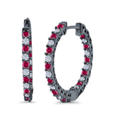 Huggie Hoop Earrings Round Simulated CZ 925 Sterling Silver (14mm)