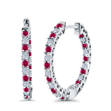 Huggie Hoop Earrings Round Simulated CZ 925 Sterling Silver (14mm)