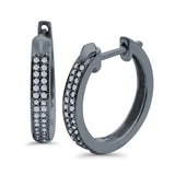 Half Eternity Hoop Earrings Round Simulated CZ 925 Sterling Silver (14mm)