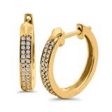 Half Eternity Hoop Earrings Round Simulated CZ 925 Sterling Silver (14mm)