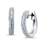 Half Eternity Hoop Earrings Round Simulated CZ 925 Sterling Silver (14mm)