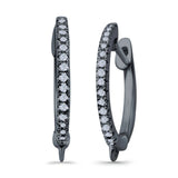 Half Eternity Hoop Earrings Round Simulated CZ 925 Sterling Silver (14mm)