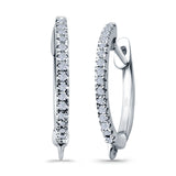 Half Eternity Hoop Earrings Round Simulated CZ 925 Sterling Silver (14mm)