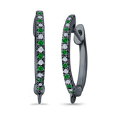 Half Eternity Hoop Earrings Round Simulated CZ 925 Sterling Silver (14mm)