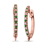 Half Eternity Hoop Earrings Round Simulated CZ 925 Sterling Silver (14mm)