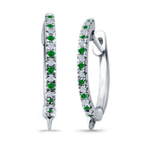 Half Eternity Hoop Earrings Round Simulated CZ 925 Sterling Silver (14mm)