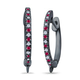 Half Eternity Hoop Earrings Round Simulated CZ 925 Sterling Silver (14mm)