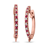 Half Eternity Hoop Earrings Round Simulated CZ 925 Sterling Silver (14mm)