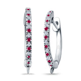 Half Eternity Hoop Earrings Round Simulated CZ 925 Sterling Silver (14mm)