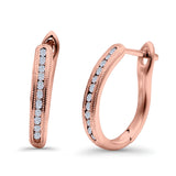Half Eternity Round Hoop Earrings Simulated CZ 925 Sterling Silver (14mm)