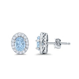 Stud Earrings Wedding Engagement Oval Simulated CZ 925 Sterling Silver (11mm)