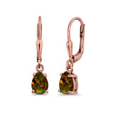 Teardrop Bridal Dangling Leverback Earrings Pear CZ 925 Sterling Silver