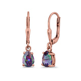 Teardrop Bridal Dangling Leverback Earrings Pear CZ 925 Sterling Silver
