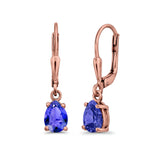Teardrop Bridal Dangling Leverback Earrings Pear CZ 925 Sterling Silver