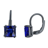 Cushion Leverback Earrings Cubic Zirconia 925 Sterling Silver