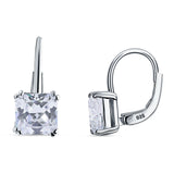 Cushion Leverback Earrings Cubic Zirconia 925 Sterling Silver