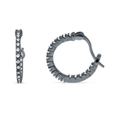 Huggie Hoop Earrings Round Cubic Zirconia 925 Sterling Silver