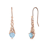 Celtic Trinity Heart Fish-Hook Earrings Cubic Zirconia 925 Sterling Silver