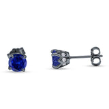 Round Hidden Halo Stud Earring Cubic Zirconia 925 Sterling Silver