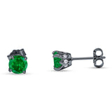 Round Hidden Halo Stud Earring Cubic Zirconia 925 Sterling Silver